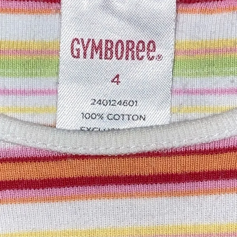 Gymboree Tank Top Girl’s 4 Rainbow Sleeveless Striped  Print Strawberry Orange